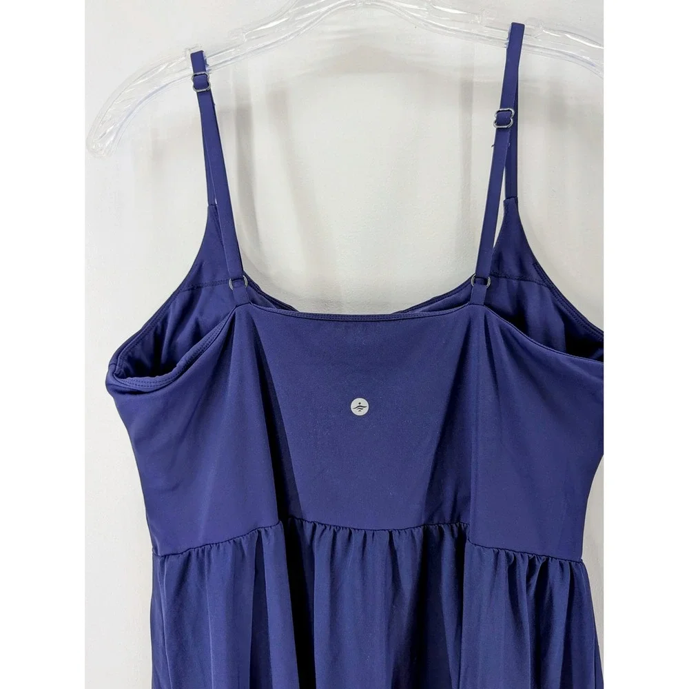 Halara Breezeful Asymmetric Crossover Hem Flowy Midi Quick Dry Casual Large Navy - Picture 4 of 5